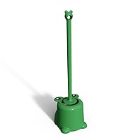 Frog Toilet Brush and Holder, Cute Toilet Cleaner Brush with Non-Slip Handle, Compact Size Toilet Bowl Brush Set Bathroom Deep Cleaning Toilet Scrubber Brush Easy to Hide