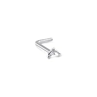 14k Solid White Gold Nose Ring, Stud, Nose Screw, L Bend, Nose Bone 3.5mm Dolphin 22G 20G or 18G