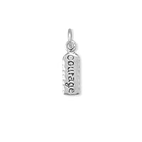 925 Sterling Silver Oxidized Courage Tag Charm Pendant Necklace is Engraved is 5mm X 12mm Jewelry for Women