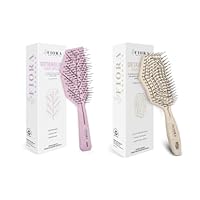 Detangler Brush by Fiora Naturals - 100% Bio-Friendly Detangling brush w/Ultra-Soft Bristles - Glide Through Tangles with Ease, For Curly, Straight, Black Natural, Women, Men, Kids (Pink & Beige)