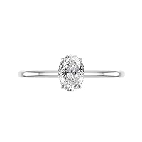 Moissanite Engagement Rings 1.5 CT Colorless VVS1 Clarity Oval Cut for Women Eternity Promise Ring S925 Sterling Silver Wedding Ring 18K White Gold Bridal Rings Diamond Jewelry 3-12