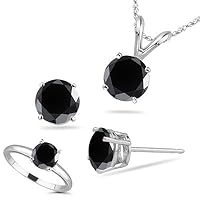 12.00 Cts Black Diamond Jewelry Set in 18K White Gold