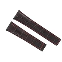 Ewatchparts 19MM LEATHER STRAP BAND COMPATIBLE WITH DEPLOYMENT CLASP TAG HEUER CARRERA BLACK RED STITCH