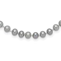 14k Gold 5 6mm Near Round Grey Freshwater Cultured Pearl Necklace 18 Inch Jewelry for Women