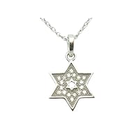 925 Sterling Silver Finish Round Cut Diamond Set Micro Pave Star Pendant Gift