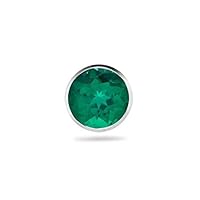 1.75 Cts of 8 mm AAA Round Lab Created Emerald Men's Stud Earring in 14K White Gold