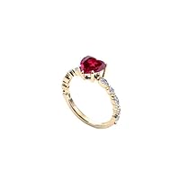 Heart Shaped 4 CT Red Ruby Engagement Ring 14k gold Ruby Wedding Ring Solitaire Engagement Rings Art Deco Red Ruby Bridal Promise Ring