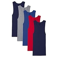 Fruit of the Loom Men's 100% Cotton A-Shirts Tank Tops Undershirts (Assorted Solids, Medium)