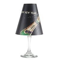 WS469 Happy New Year 2016 Paper White Wine Glass Shade, Black (Pack of 12)