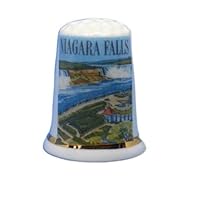 China Collectible Thimble Niagara Falls Travel Poster - Dome Gift Box White