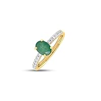 925 Sterling Silver Emerald Gemstone Gold Plated Silver Women Ring