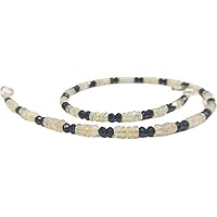 Hand Crafted_Necklace Ethiopian Fire Opal Beads & Spinel Beads Necklace, Natural Opal Beads Necklace And Black Spinel Beaded Jewelry Necklace 16