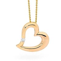 0.01 CT Round Cut Created Diamond Love Heart Pendant Necklace 14K Yellow Gold Over