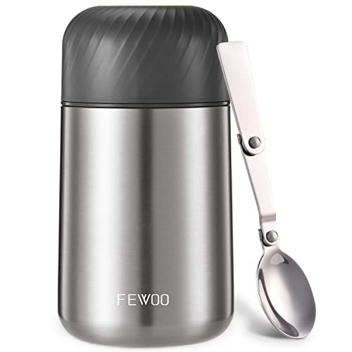 Fijoo Best Stainless Steel Soup Thermos Food Jar Folding Spoon -Triple Wall  Vacuum Insulated - Hot Soup & Cold Meals Storage