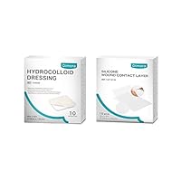 Dimora Hydrocolloid Dressing 4'' x 4'', Sterile Self-Adhesive Patches & Dimora Silicone Wound Contact Layer, Transparent Wound Dressing Pads, 3in x 4in (7.5cm x 10cm)