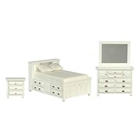 Dollhouse White Double Bedroom Furniture Set with Storage Drawers 1:12 Scale