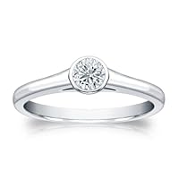 0.25 ct. tw Round Natural Diamond Solitaire Ring In 14k Gold ,Bezel (H-I, SI1-SI2)