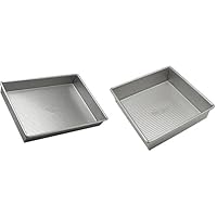 USA Pan Bakeware Rectangular and Square Cake Pans, 9 x 13 inch and 8 x 8 inch, Nonstick & Quick Release Coating