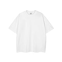 Sleeve Men's Summer T-Shirt Loose Short-Sleeved Casual Basic Shirt O Neck Solid Color Freesize Top White