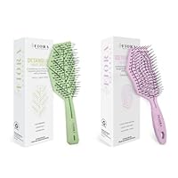 Detangler Brush by Fiora Naturals - 100% Bio-Friendly Detangling brush w/Ultra-Soft Bristles - Glide Through Tangles with Ease, For Curly, Straight, Black Natural, Women, Men, Kids (Green & Pink)