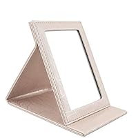 Portable Folding Vanity Mirror with Stand, Collapsible Mirror Make-up Mirror Dresser Foldable Mirror Make-up Tools and Accessories (Large, Champagne)