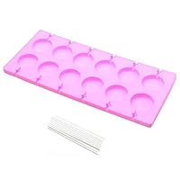 Round Lollipop Molds Chocolate Hard Candy Silicone Mold with 20Pcs/Pack Lolly Sticks (Round)