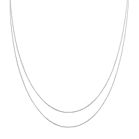 KISPER Silver 8 Sided Snake Chain Necklace Set - Thin, Dainty - for Women & Men - with Lobster Clasp - Made in Italy, 20