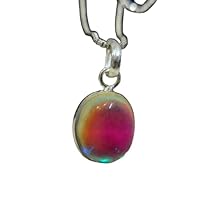 925 Sterling Silver Plated Oval Mystic Topaz pendant necklace Wedding Gift Jewelry