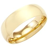 14k Solid Yellow Gold Plain Dome Wedding Heavy Ring Band 8MM - Size 8