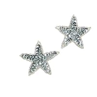 Expo International Star Sequin Patch Pack of 2 Appliques, Silver