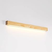 Wooden Wall Lamp, Long Strip Mirror Front Light Creative Acrylic Shade Wall Sconce LED Lighting Fixtures Indoor Hardwired Wall Lights for Living Room, Bedroom, Powder Room