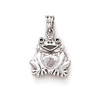 14k White Gold Sitting Frog Pendant Necklace Jewelry for Women