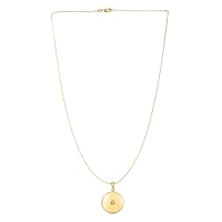 14k Yellow Gold .005ct Diamond Round North Star Locket Necklace Diamond cut Cable Chain With Lobster Jewelry for Women