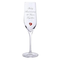 Gifts 2 Ruby Anniversary 40 Years Together Pair of Dartington Champagne Flutes Glasses with Red Heart Gem