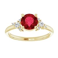 14K Scatter Ruby Engagement Ring 2.5 CT White Gold, Cluster Red Ruby Ring, Multi Stone Ruby Diamond Ring, Unique Ruby Ring, July Birthstone Ring