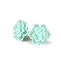 Hypoallergenic Succulent Earrings for Sensitive Ears (Mint Green, Pure Titanium)