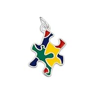 Fundraising For A Cause | Autism Awareness Brightly Colored Puzzle Piece Charm – Autism Puzzle Piece Shaped Charm Awareness, and Jewelry-Making (1 Charm)