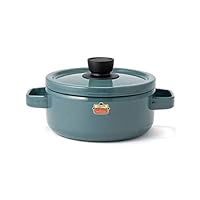 Fuji Enamel SD-20W SB Two-Handled Pot, Enamel, Induction Compatible, Casserole with Lid, 7.9 inches (20 cm), Smoke Blue, Solid