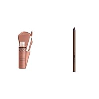 NYX PROFESSIONAL MAKEUP Butter Gloss, Non-Sticky Lip Gloss & Line Loud Lip Liner, Longwear and Pigmented Lip Pencil with Jojoba Oil & Vitamin E - Rebel Kind (Chocolate Brown)