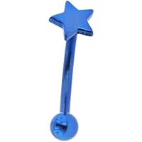 PVD Stainless Steel Curved Barbell with Star: 16g, 3/8