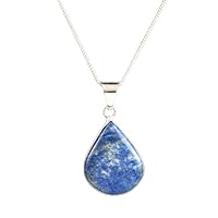 Handmade 925 Sterling Silver Natural Pear Blue Sodalite Pendant Gift Jewelry