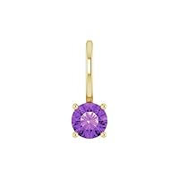 14k Yellow Gold Simulated Amethyst Round 4mm Polished Simulated Amethyst Pendant Necklace Jewelry for Women