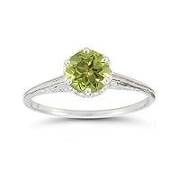 Vintage Prong-Set Peridot Ring in Sterling Silver