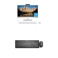 Bundle of HP 23.8 inch All-in-One Desktop PC, FHD Display & HP 230 Wireless Mouse and Keyboard Combo