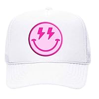 Trenz Shirt Company Happy Face Lightning Eyes Smile Face Unisex Embroidered Foam Front Mesh Back Trucker Hat