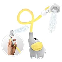 Baby Bath Shower Head - Water Pump with Trunk Spout Rinser - Control Water Flow from 2 Elephant Trunk Knobs for Maximum Fun in Tub or Sink for Newborn Babies(Yellow)