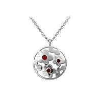 Girls Jewelry - 20 In Silver Red Resin Flower Disc Pendant Necklace
