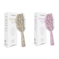Detangler Brush by Fiora Naturals - 100% Bio-Friendly Detangling brush w/Ultra-Soft Bristles - Glide Through Tangles with Ease, For Curly, Straight, Black Natural, Women, Men, Kids (Beige & Pink)
