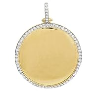10K Men’s Diamond Memory Frame Pendant - Yellow Gold Over Round Cut Diamond Necklace with 18” Chain - 925 Sterling Silver Gold Plated Necklace Jewelry - Yellow Gold Over 2 1/2 CT