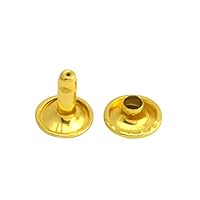 Golden Double Cap Leather Rivets Tubular Metal Studs Cap 9mm and Post 10mm Pack of 100 Sets